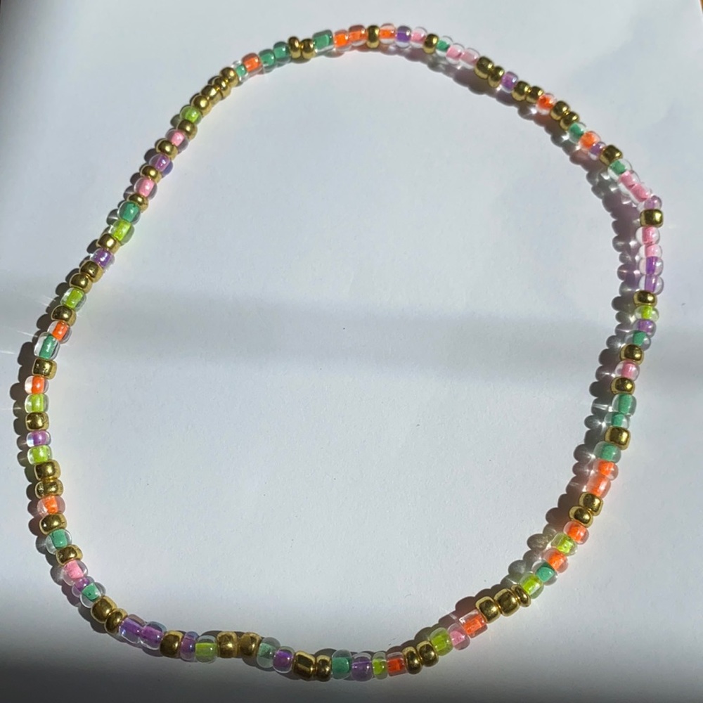 Handmade stretchy beaded summer beach choker necklace